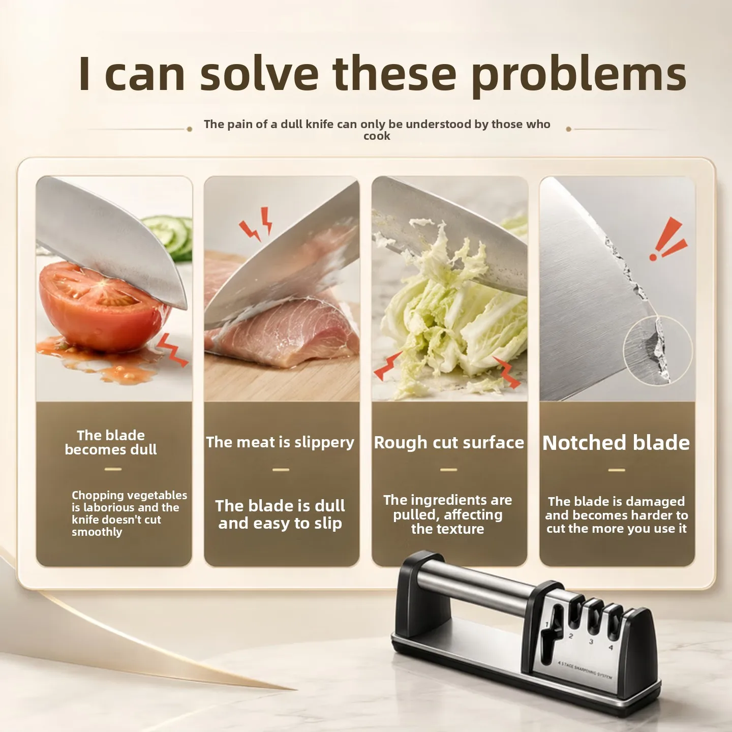 4 Stage Knife Sharpener 3 Grit Levels Scissor Slot Non Slip Kitchen Sharpening Tool for Knives Blades Fast Edge Care 칼갈이