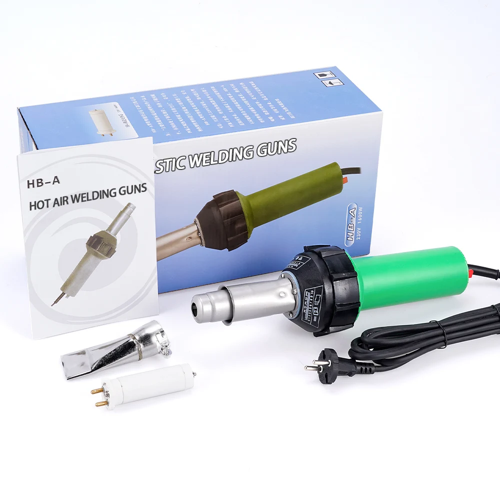 AC220V 1600W Plastic Welding Gun Machine Electric Hot Air Gun Plastic Welding Torch + Heating Core + Flat Head Accessories