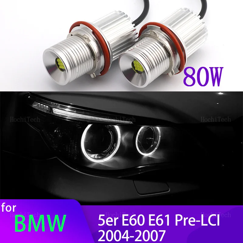 Angel Eyes Ring Bulb Lamp Light 6000K White For BMW 5er E60 E61 Pre-LCI 520i 523i 525i 528i 530i 535i 540i 90W White Bulb