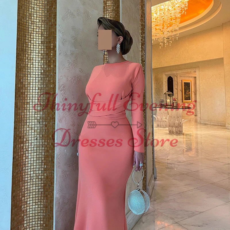 Thinyfull 2024 Mermaid Prom Evening Dresses Saudi Arabia Long Sleeve Party Dress Formal Night Cocktail Prom Gowns Custom Size