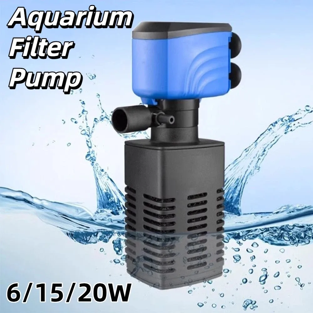 

3 in 1 Aquarium Filter Pump Energy Efficient Adjustable Flow Water Filter Pump Silent Operation Black Filter Cotton
