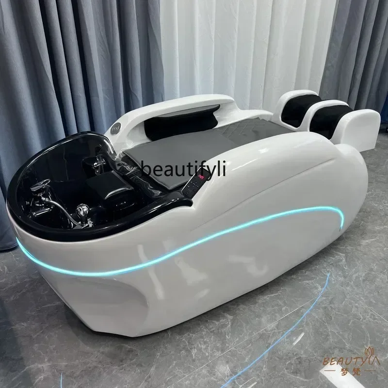 High-Grade Multifunctional Intelligent Style Electric Massage Shampoo Bed for Hair Salon Flushing Bed with Light