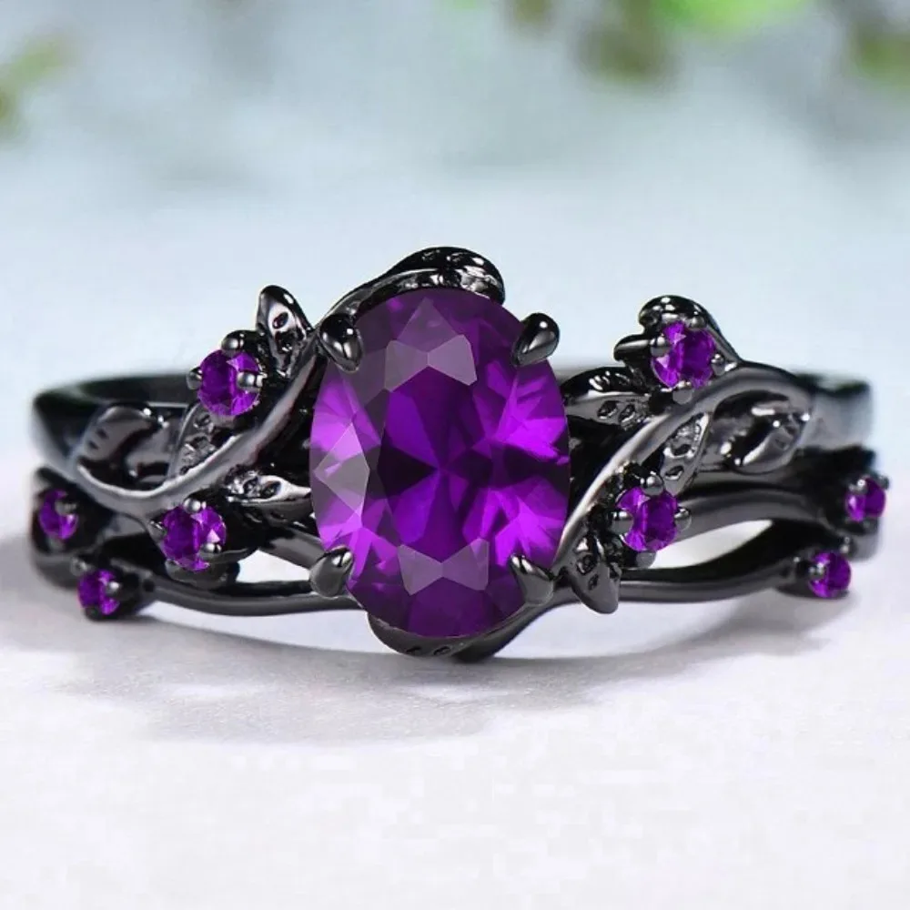 Charmante Paarringe Romantische Damenringe mit Lila Strass CZ-Steinen Trendige Herrenringe aus Edelstahl mit Keltischem Drachenmotiv Hochzeitsschmuck – Detail 6