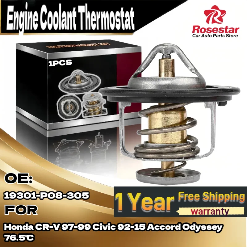 

19301-P08-305 New Engine Coolant Thermostat 76.5℃ for Honda CR-V 97-99/Civic 92-15/Accord CD5-CB7/Odyssey