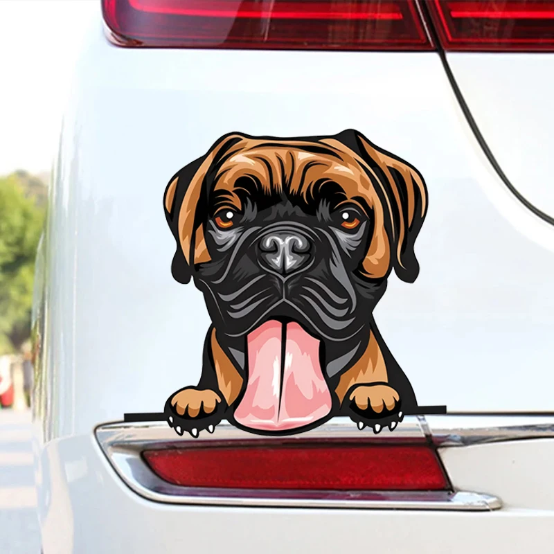 JT177# Smiling Boxer Vinyl Decal - Dog Breed Bumper Sticker - For Laptops Tumblers Windows Cars Trucks Walls Car Decoration