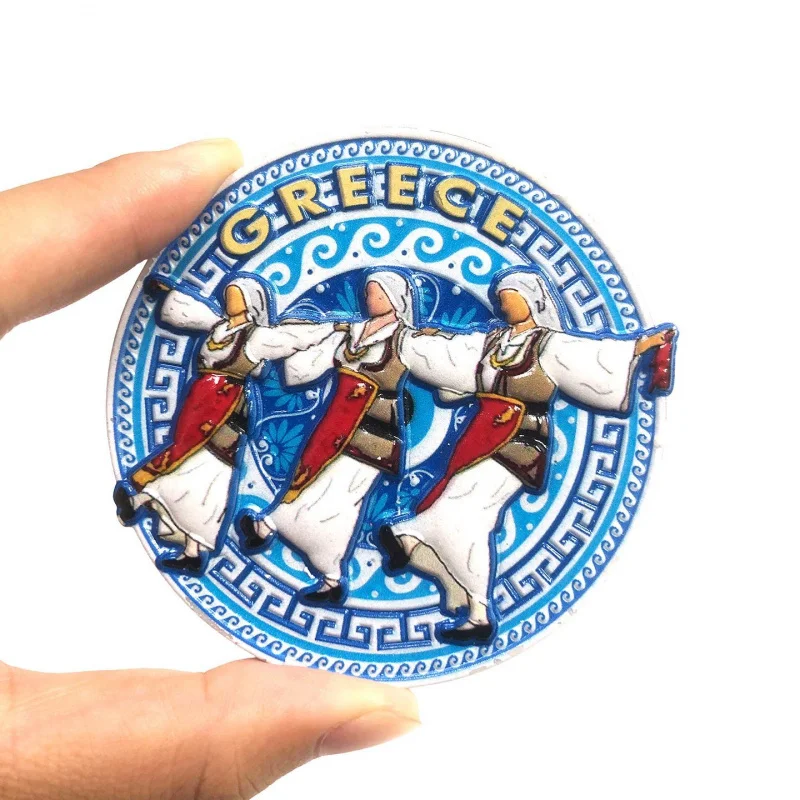 

Greek Setaki Dance Creative Round Magnetic Fridge Magnet Travel Souvenir Home Decoration Personalized Gift