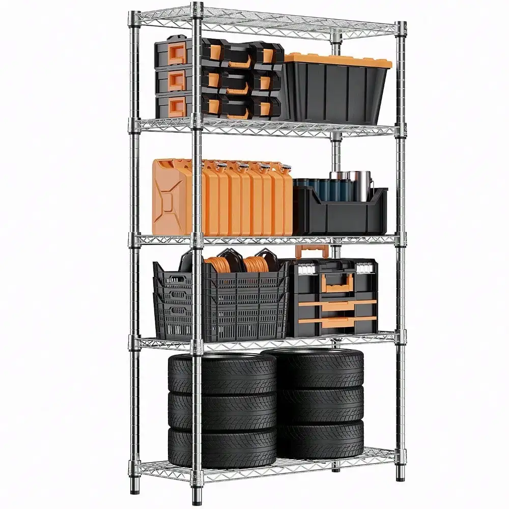 

5-Shelf Heavy Duty Storage Wire Shelving Unit Kitchen Garage Rack Shelves Chrome