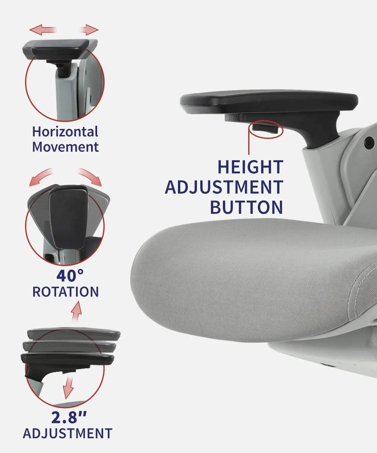 Ergonomic High Swivel Executive Chair Fabric Mesh Office Tables Chair with Adjustable Height Head 3D Arm Rest Lumbar Sup