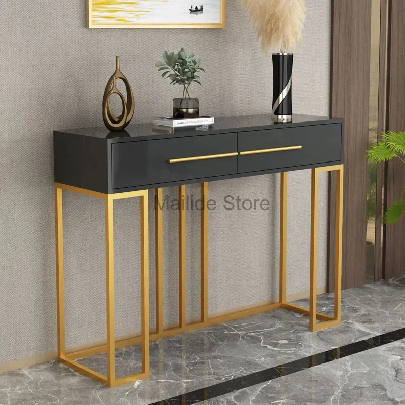 American Designer Console Tables Leisure Home Iron Console Table for Hallway Modern Living Room Furniture Living Room Cabinets