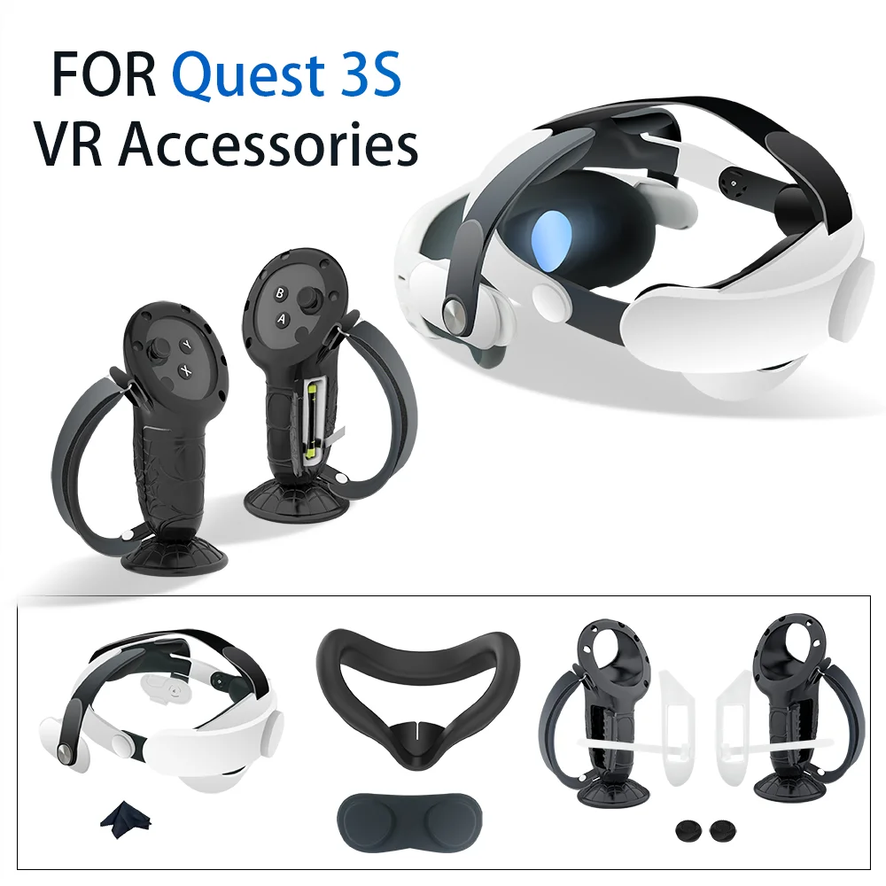 VR accessory set for Meta Quest 3S Upgraded Comfort Halo Head wear Sunshade Mask Spider Handle Cover Lens Cover