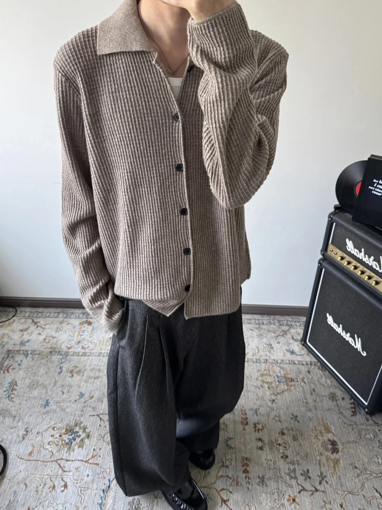 

American Sle Vintage Knitted Cardigan Casual Loose Fit Men Women Spring Autumn Cleanfit Leisure Outerwear Long Sve