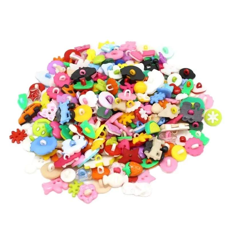 50PCS/lot Mix Shape Lots Colors DIY Scrapbooking Cartoon Buttons Plastic Buttons Children's Garment Sewing Notions