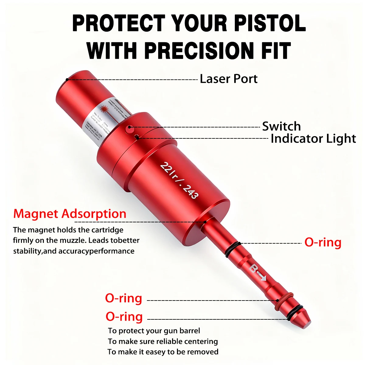 Cal .17/177 22LR 9mm 38SPL 223REM 12GA La-ser Magnetic Red Dry Fire Training Cartridge Training Bullet Bore Sight Dual-purpose view 2