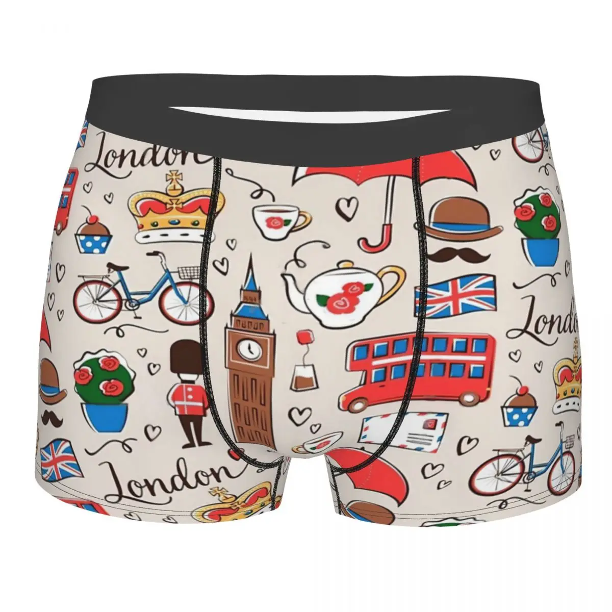 

London Pattern Underpants Breathbale Panties Male Underwear Print Shorts Boxer Briefs