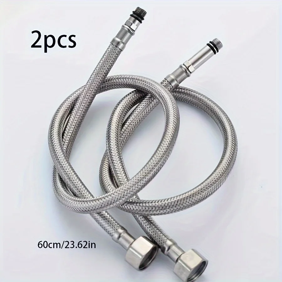 2pcs304 stainless steel metal braided hose dish basin basin hand washing pointed steel wire hose double head hot and cold water