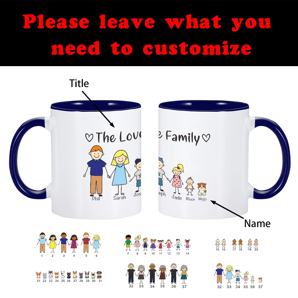 Personalized Family Love Mug Gifts Customized Name Coffee Mug for Father Mother Original Gifts to Daddy Mom Ceramic Milk Tea Cup