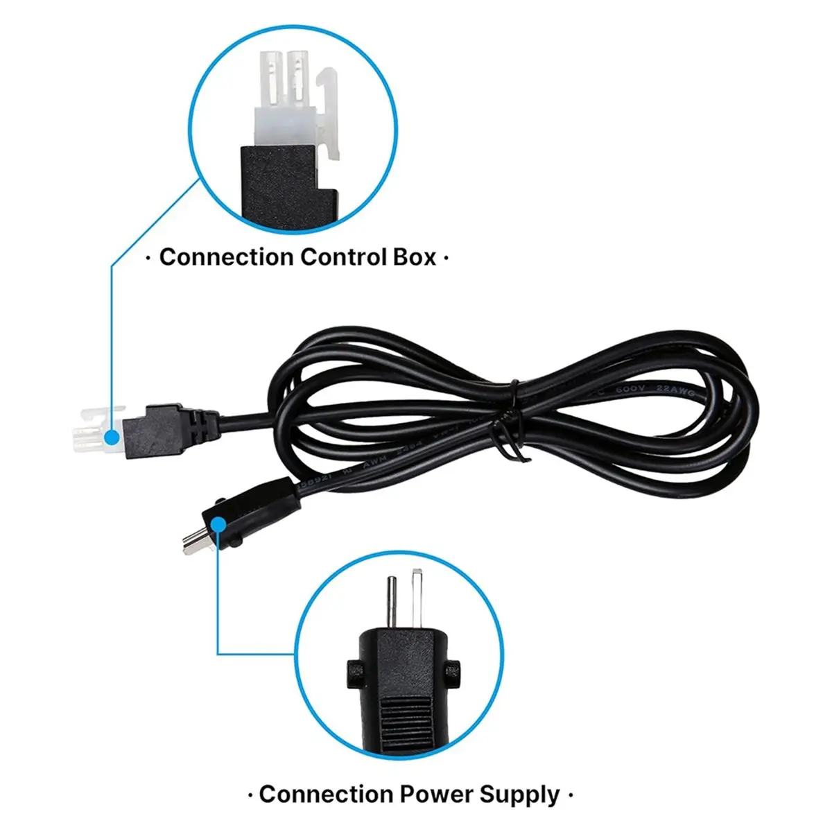 (A23G) New Adjustable Bed Base Input Power Cord Cable Prong Replacement Switching Power Supply Transformer Cable