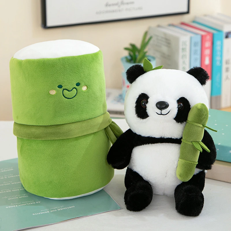 Kawaii Animal Soft Stuffed Animals Toys Cute Panda In Bamboo Plush Toy Giant Panda Modern Simple Nordic Style Children's Gifts