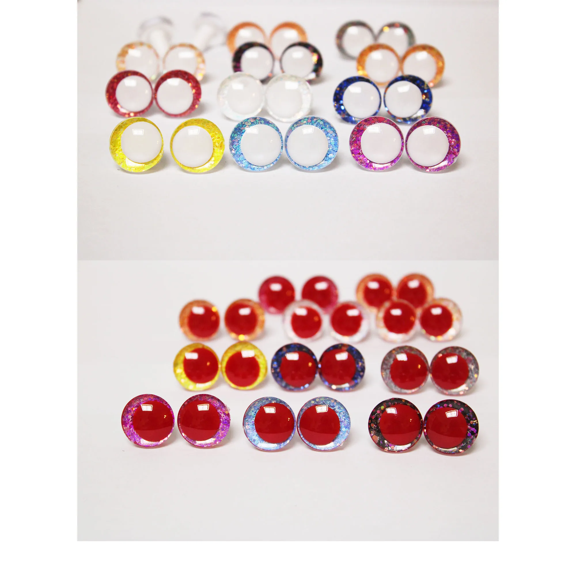 

14MM-35MM 3D offcentre eyes white pupil red pupil with sinker washer colorful toy safety eyes-T10-20PCS
