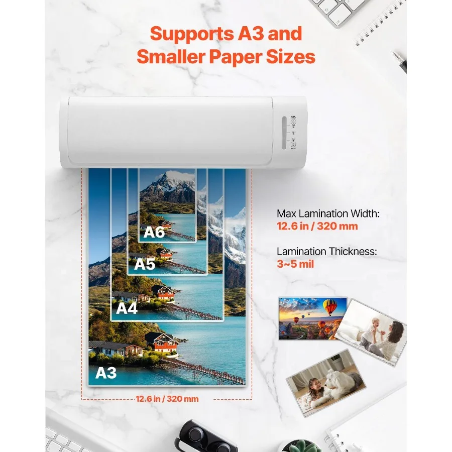 

Cold and Hot Laminator Machine for Max A3 Paper 1 Min Quick Warm Thermal Lamination 3-5 mil Thickness White + Grey Ideal