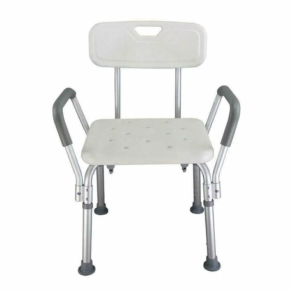 

Adjustable height bathtub bench with armrests and backrest anti slip seats