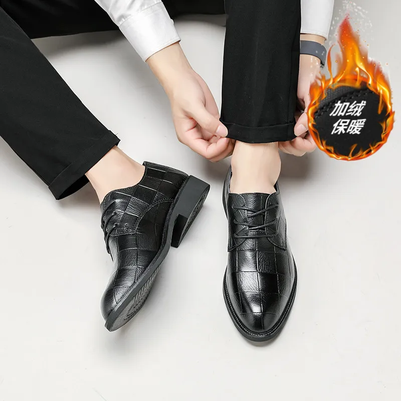 

【2025 Autumn】British Men's Dress Shoes Groom Wedding Leather Shoes Soft Sole Formal Business Oxfords Office Gentleman Shoes Blac