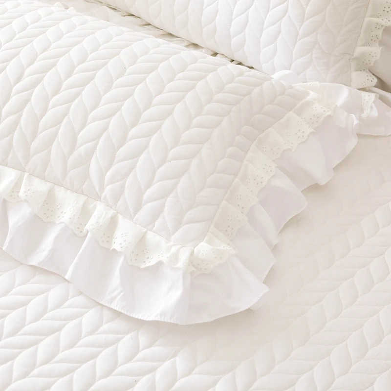Bonenjoy Pillowcase 48x74cm Pillow Cover Ruffles Pillowslip Quilted Cushion Cover for Home Bed 2pcs Rectangle Pillow Case