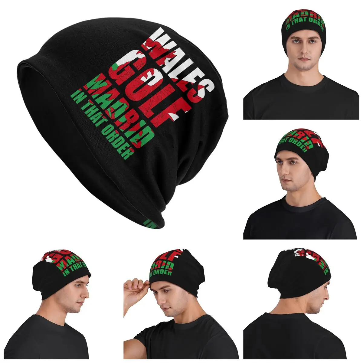 

WALES GOLF MADRID Warm Knitted Cap Hip Hop Bonnet Hat Autumn Winter Outdoor Beanies Hats for Men Women Adult