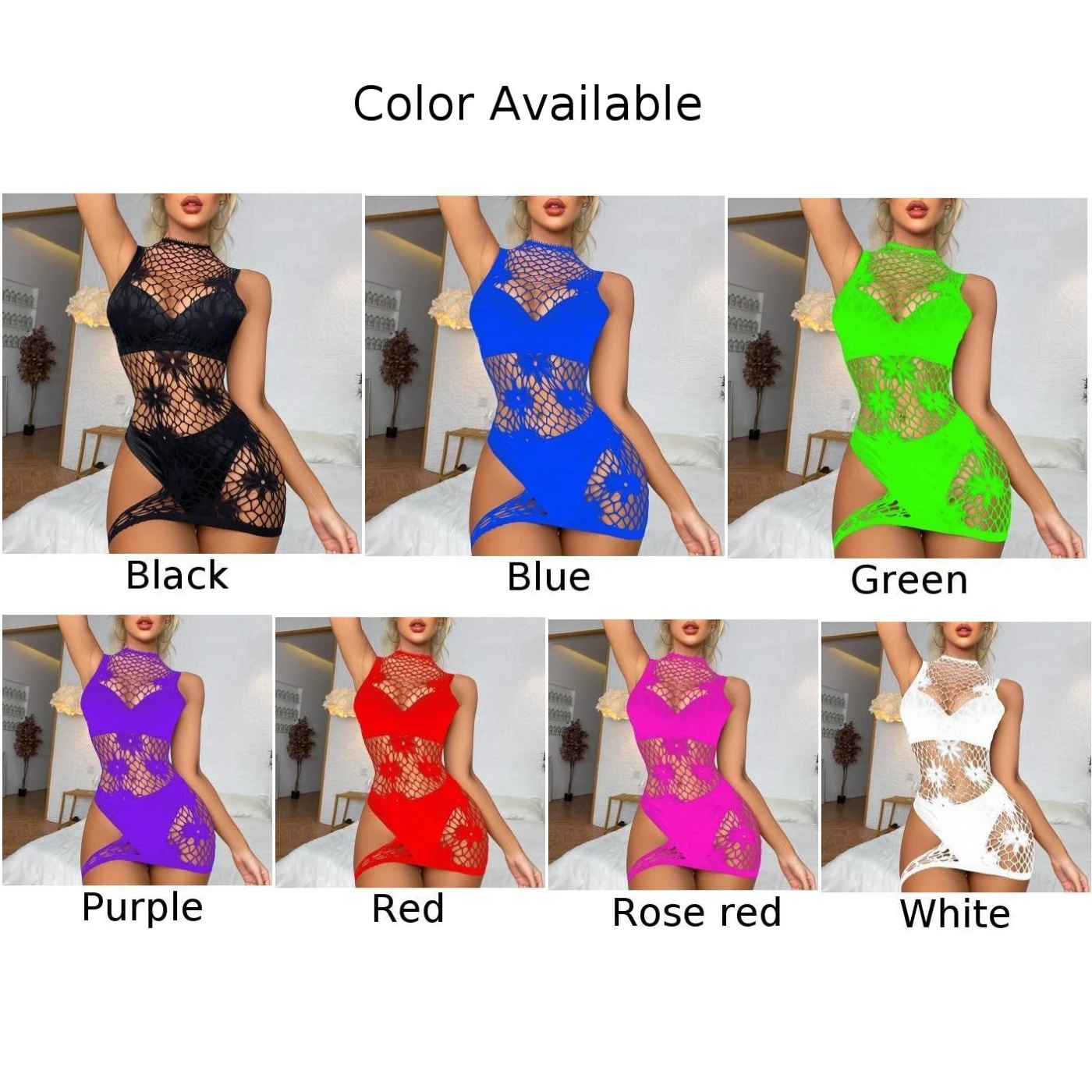 Unterwäsche Damen Body stocking Party sexy kurze Kleider Nachtwäsche ärmellose einfarbige figur betonte Kleid Clubwear