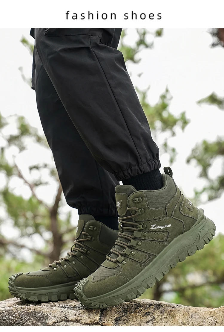 Herren-High-Top-Wanderstiefel in großen Größen, modisch, mit komfortablem Futter, flexibler und dicker Sohle, hervorragendem Grip, geeignet für Outdoor-Wanderungen, Trekking, Camping und andere Aktivitäten. – Detail 13