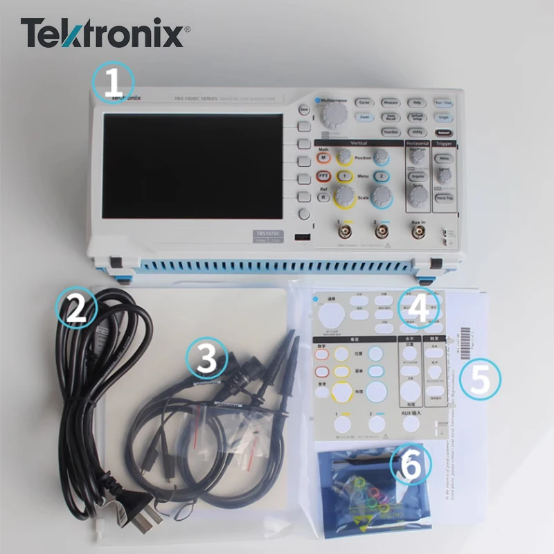 جهاز رسم الذبذبات الرقمي Tektronix TBS1102C ذو قناتين معدل عينة 1 GS/ثانية 100 ميجاهرتز 20K نقطة طول قياسي