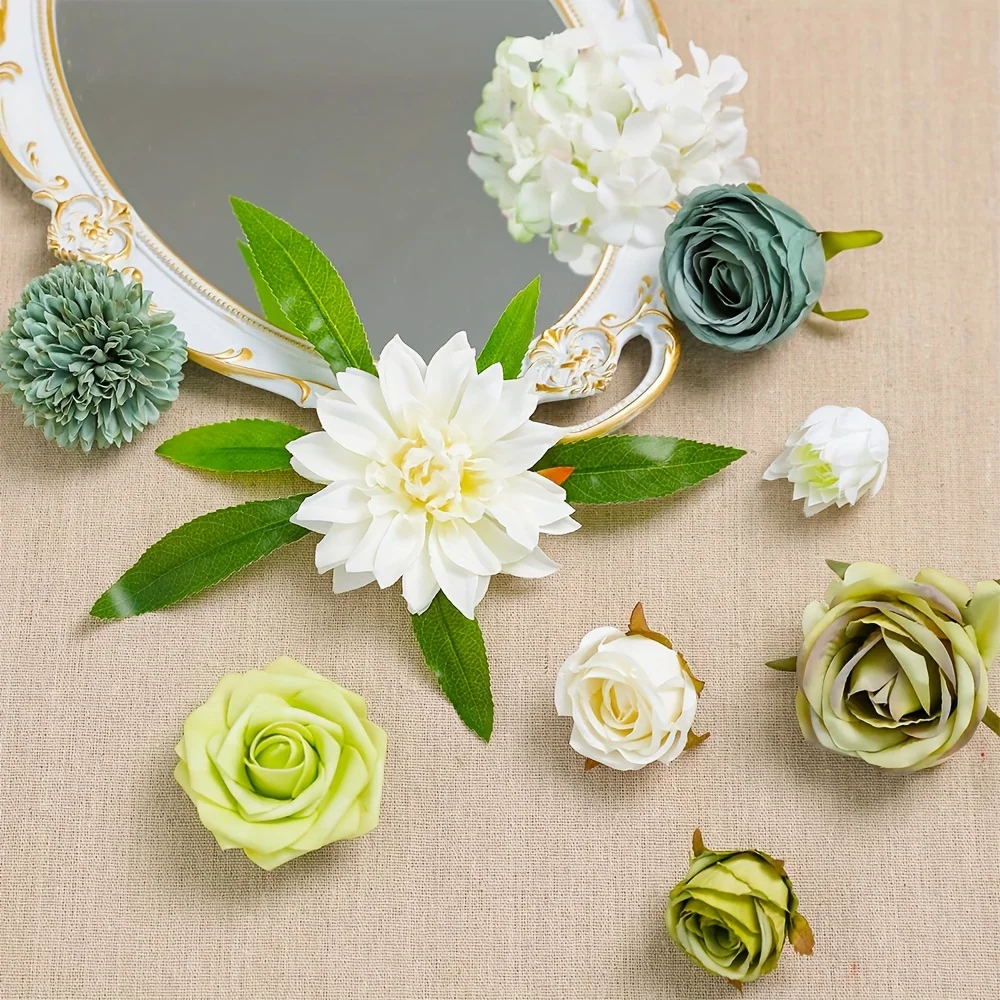 

Artificial Flowers Combo Box Set - Faux Flowers for DIY Wedding Bouquet, Centerpiece, Bridal Shower Party Decorations - Fake Flo