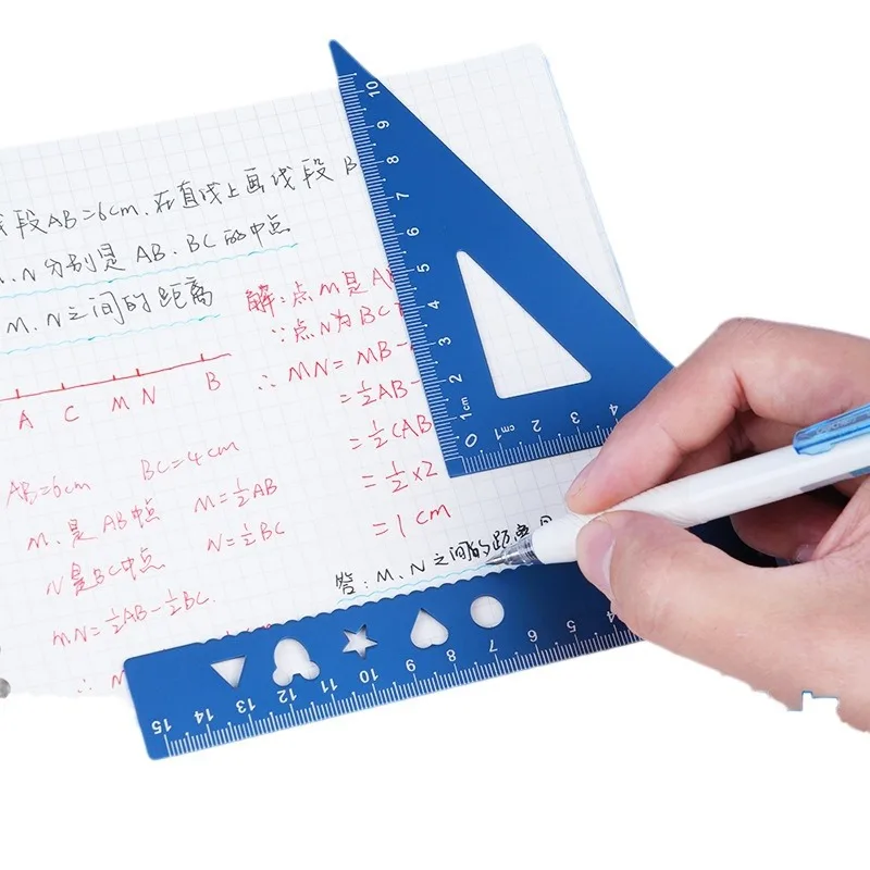 4 In 1 Aluminum Alloy Ruler Stationery Set Aluminum Alloy Multifunctional Combination Ruler for Drawing Ruler Set