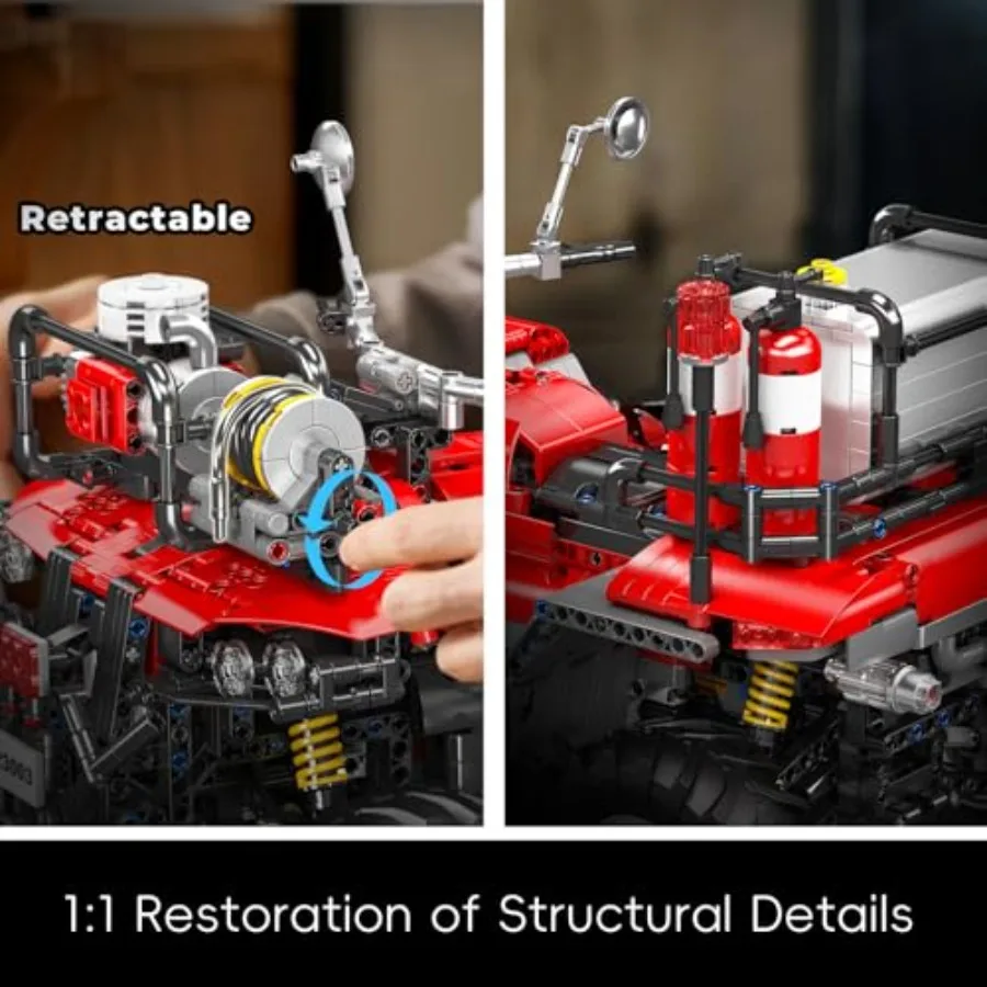 Fire Truck ATV Building Set, 2100+ Pcs Control All-Terrain Vehicle Building Blocks Kits That Run with Equipment Model, Collectib
