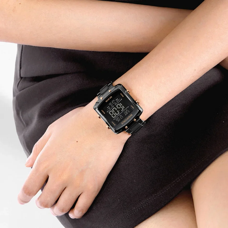 NAVIFORCE NF5057 Women's Fashion Digital Watches Alarm Stopwatch Day and Date Display Waterproof Sports LCD Lighting Clock