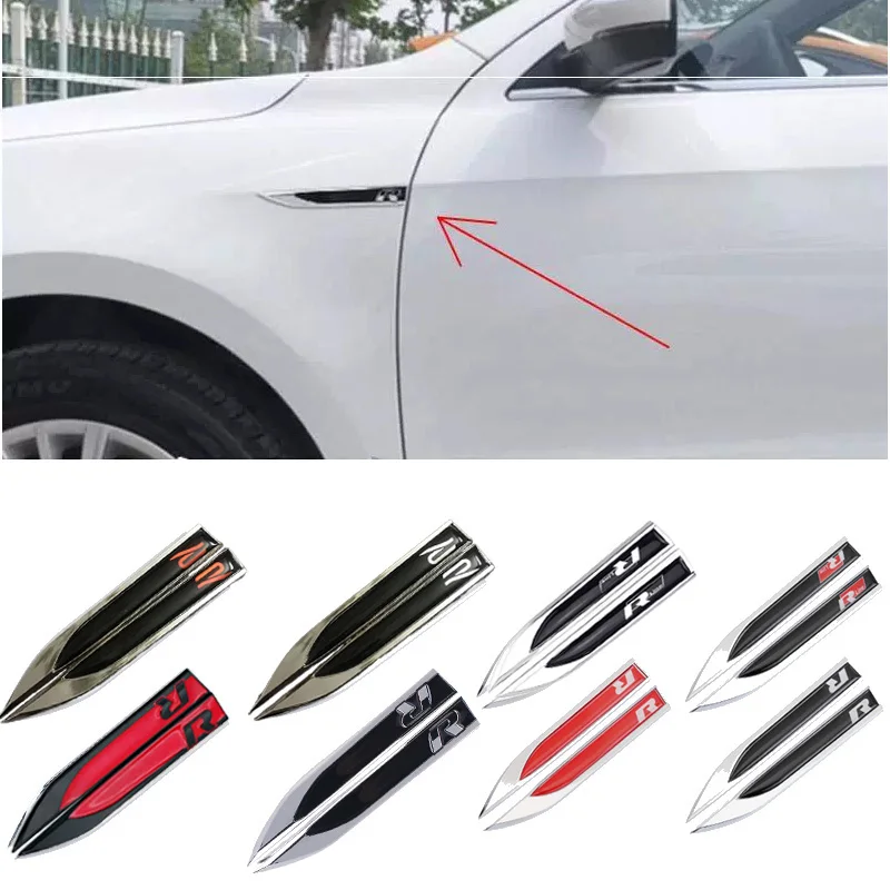 R Emblem Car Fender Side Wing Auto Sticker Accessories For Volkswagen VW Rline GTI Golf Polo Passat Magotan Tiguan Bora Jetta CC