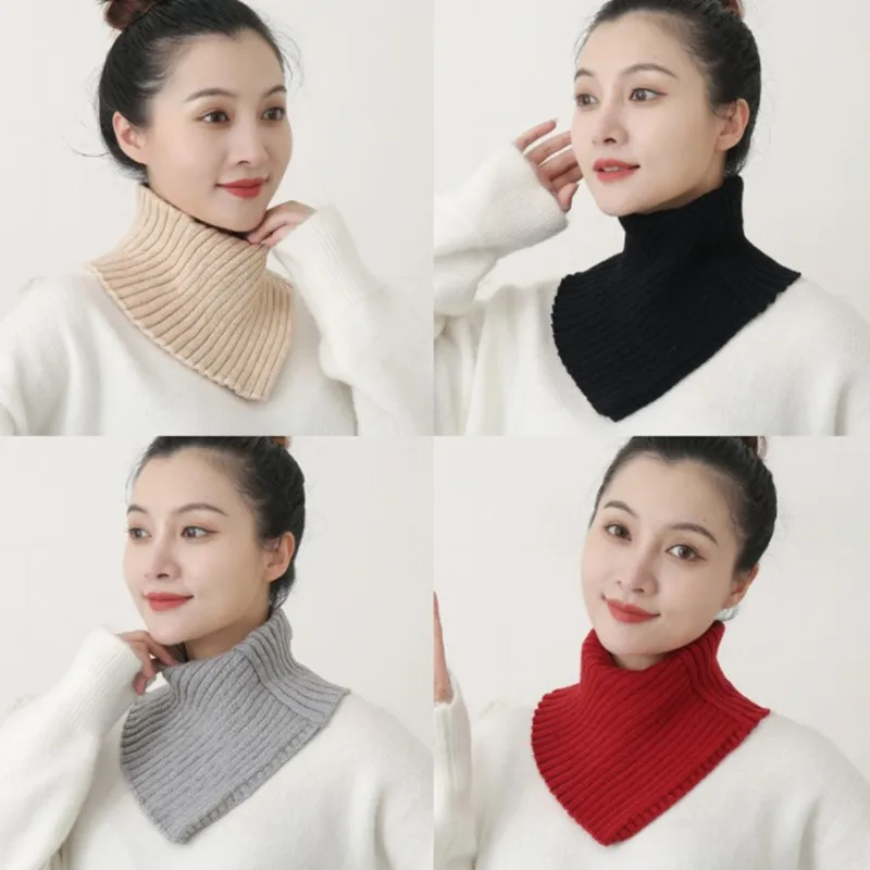 New Fashion Autumn Winter Knitted Fake Collar Scarf Women Warm Turtleneck Neck Warmer Detachable Winter Warm Windproof Scarf