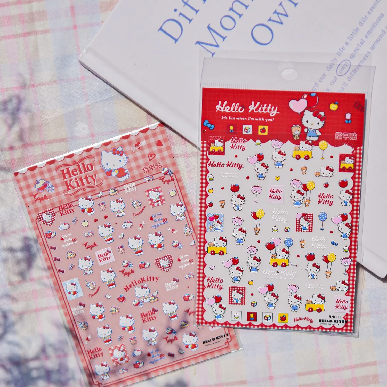1PCS 5D Embossed Ahiru no Pekkle Nail Stickers Sanrio Self-Adhesive Nail Art Accessories Cinnamoroll Hello Kitty Nail Parts