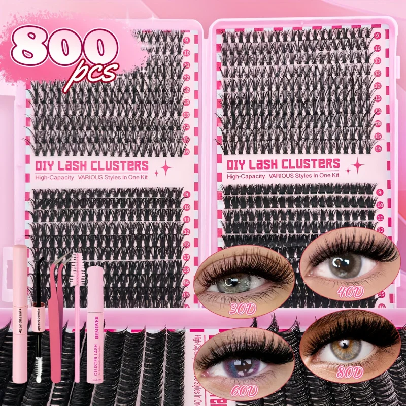 مجموعة هدايا رموش احتفالية 800/720 قطعة رموش رقيقة ذات سعة كبيرة وعالية الجودة، مثالية للهالوين، مكياج عيد الميلاد