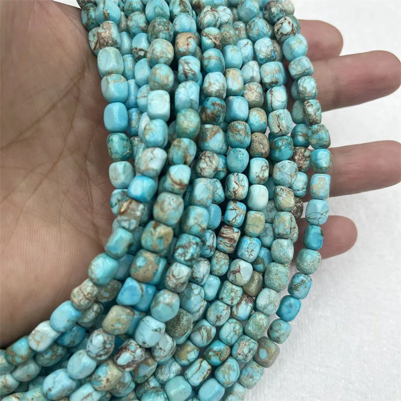 7*9MM Sky Blue Imperial Turquoise Nugget Stone Sea Sediment Jasper Loose Natural Stone Beads For Jewelry Making DIY