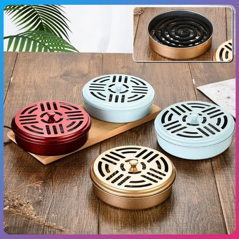 Stainless Steel Chassis Ash Tray With Cover Round Multifunctional Mosquito Coil Holder Sawtooth Mesh Bracket Incense Burner Box