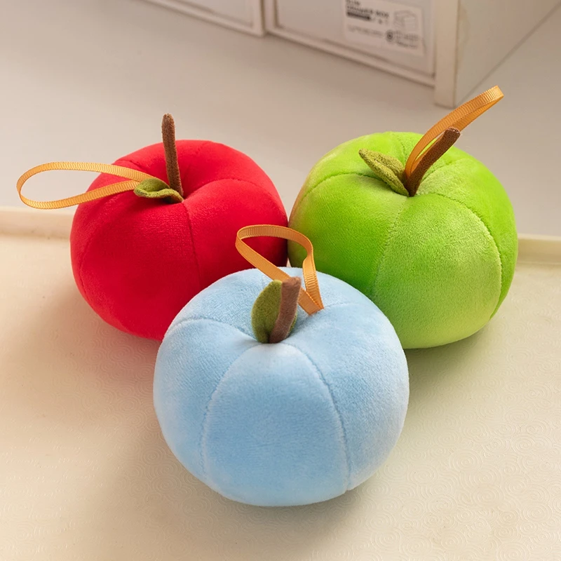 Delicados y lindos Mini juguetes de peluche de manzana, coloridos y realistas, juguetes de frutas colgantes, decoración de árbol de Navidad encantadora