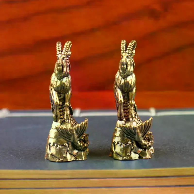 Capricorn Brass Statue Goat Body Fish Tail Zodiac Sign Figurine For Home Office Decor Luck Ornament