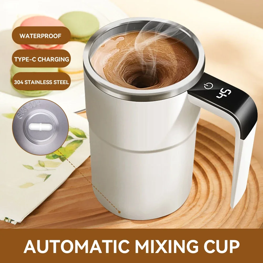 New USB Rechargeable Automatic Magnetic Cup Electric Coffee Self Mixing Mug IP67 Waterproof Food Safe 380ML Coffee Mug For Tea