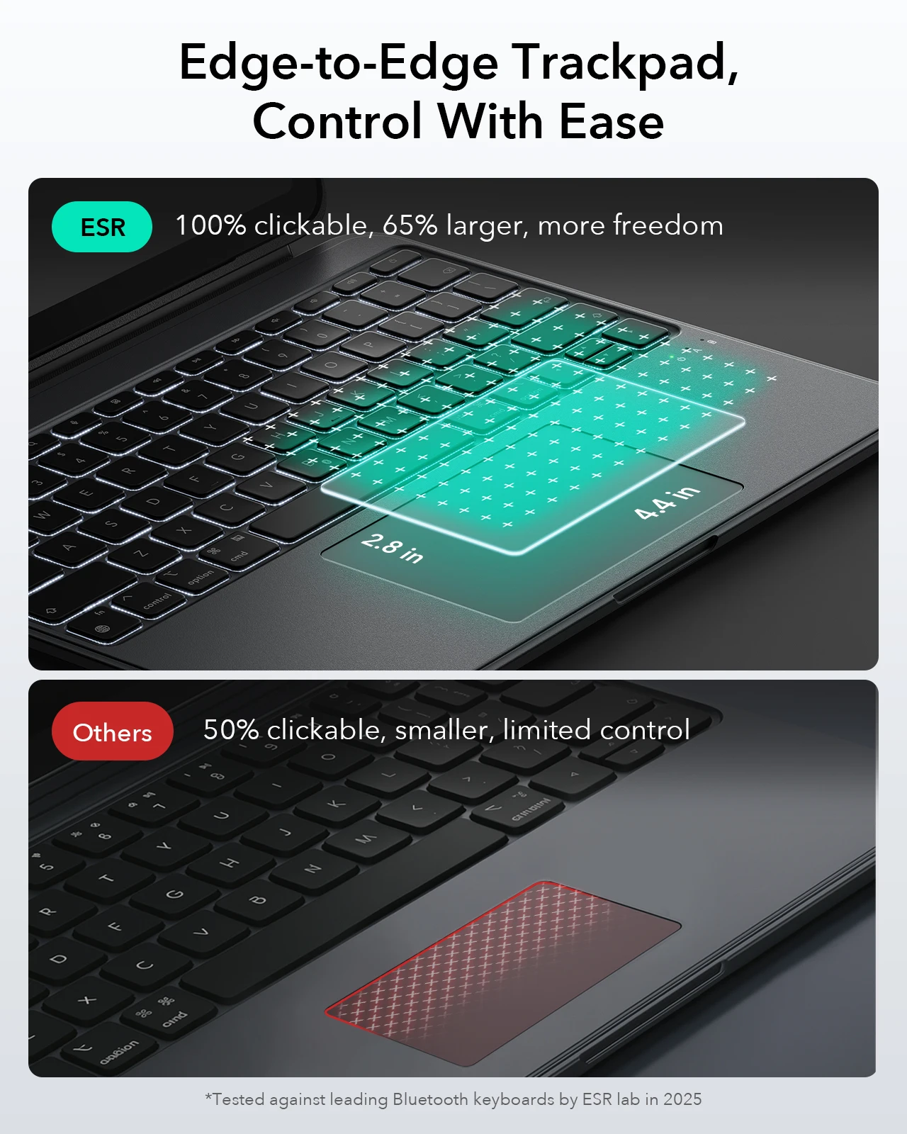 iPad Pro 13インチ (M4) 2024用 ESR ケース、キーボード付き 
