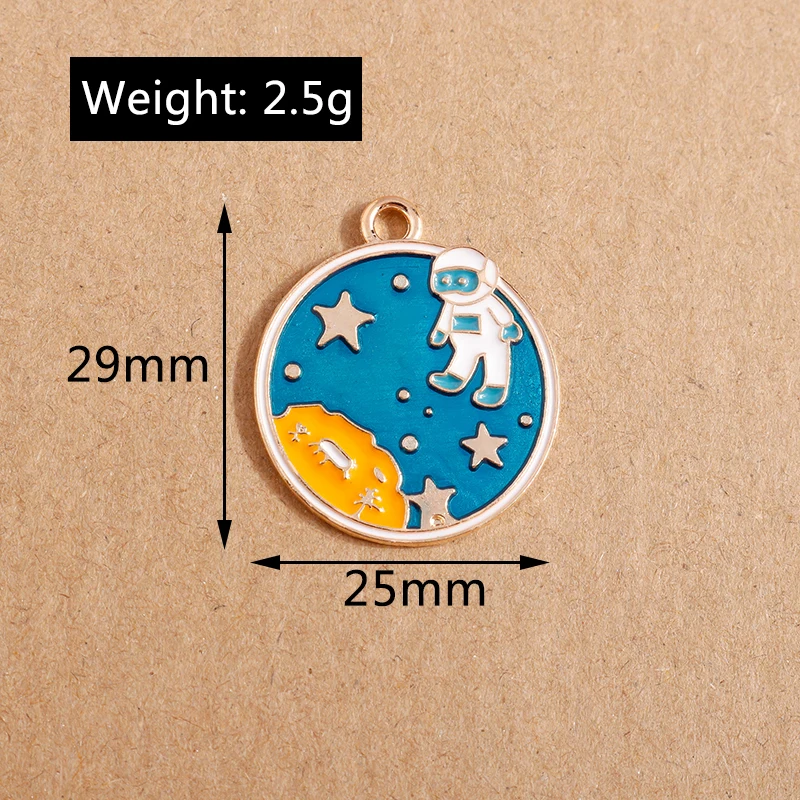 10 Stück Mix Emaille Galaxie Planet Raum Charms für Halsketten Armband Ohrringe Mond Sterne Anhänger DIY Schmuck Herstellung Zubehör – Detail 17