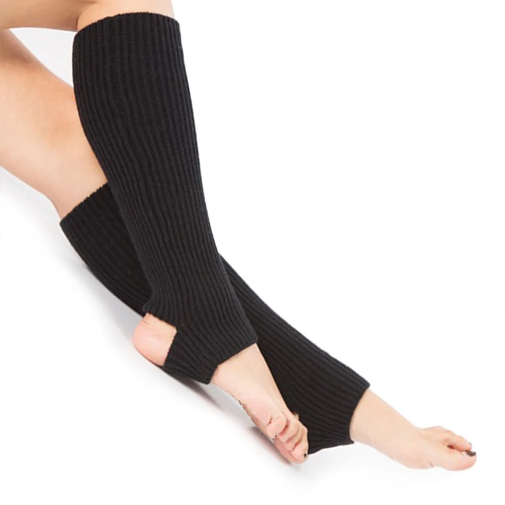 

One Pair Knitted Leg Warmers for Women Dark Purple Stretchy Soft Acrylic Dance Yoga Leg Cuffs Socks Long Warmth Retaining