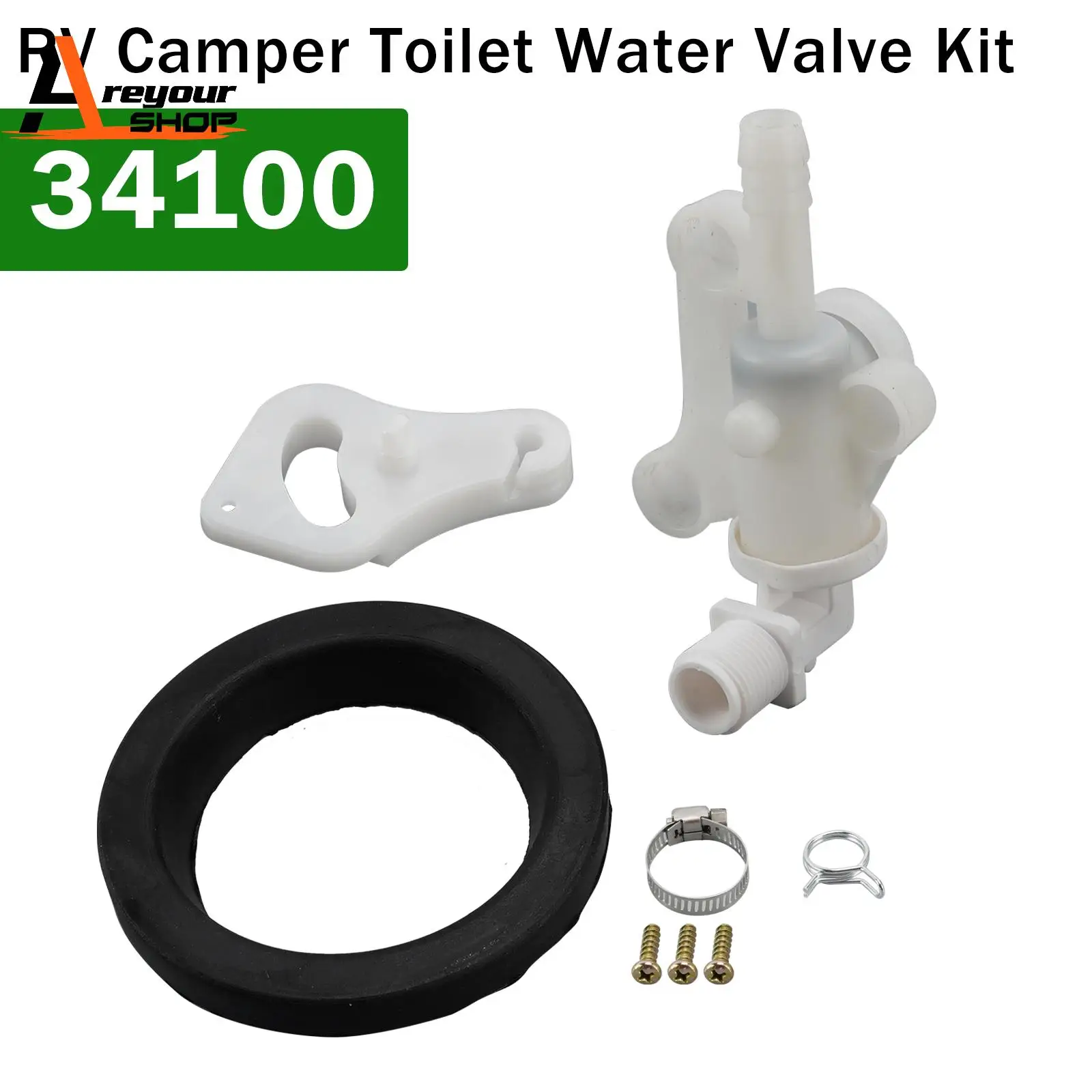 Areyourshop 34100 RV Camper Toilet Water Valve Kit for Thetford Aqua-Magic Style
