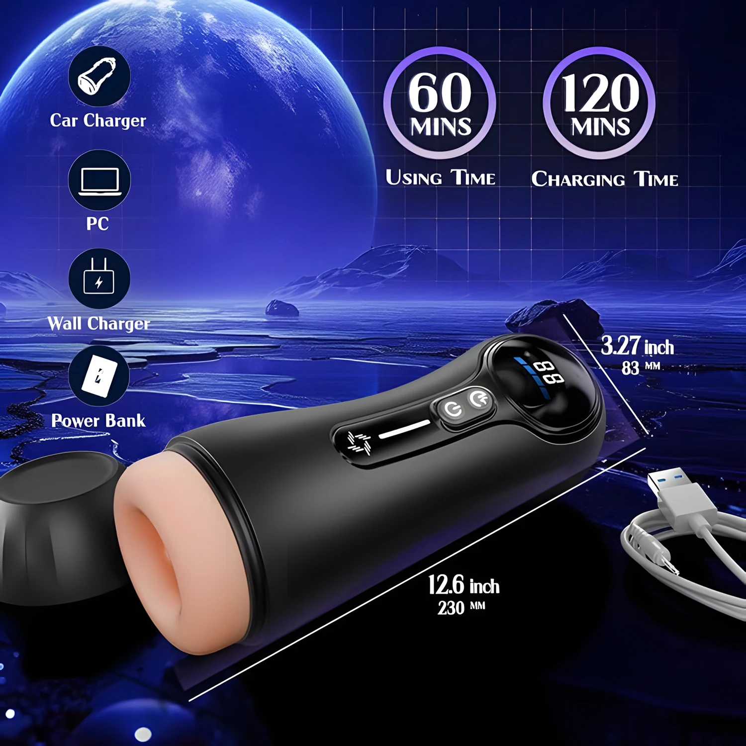 Male Masturbator Penis Pump Adult Sex Toys for 18 Men with 4 Sucking 9 Vibration Modes LED Display Pocket Pussy Realistic Vagina - view 6