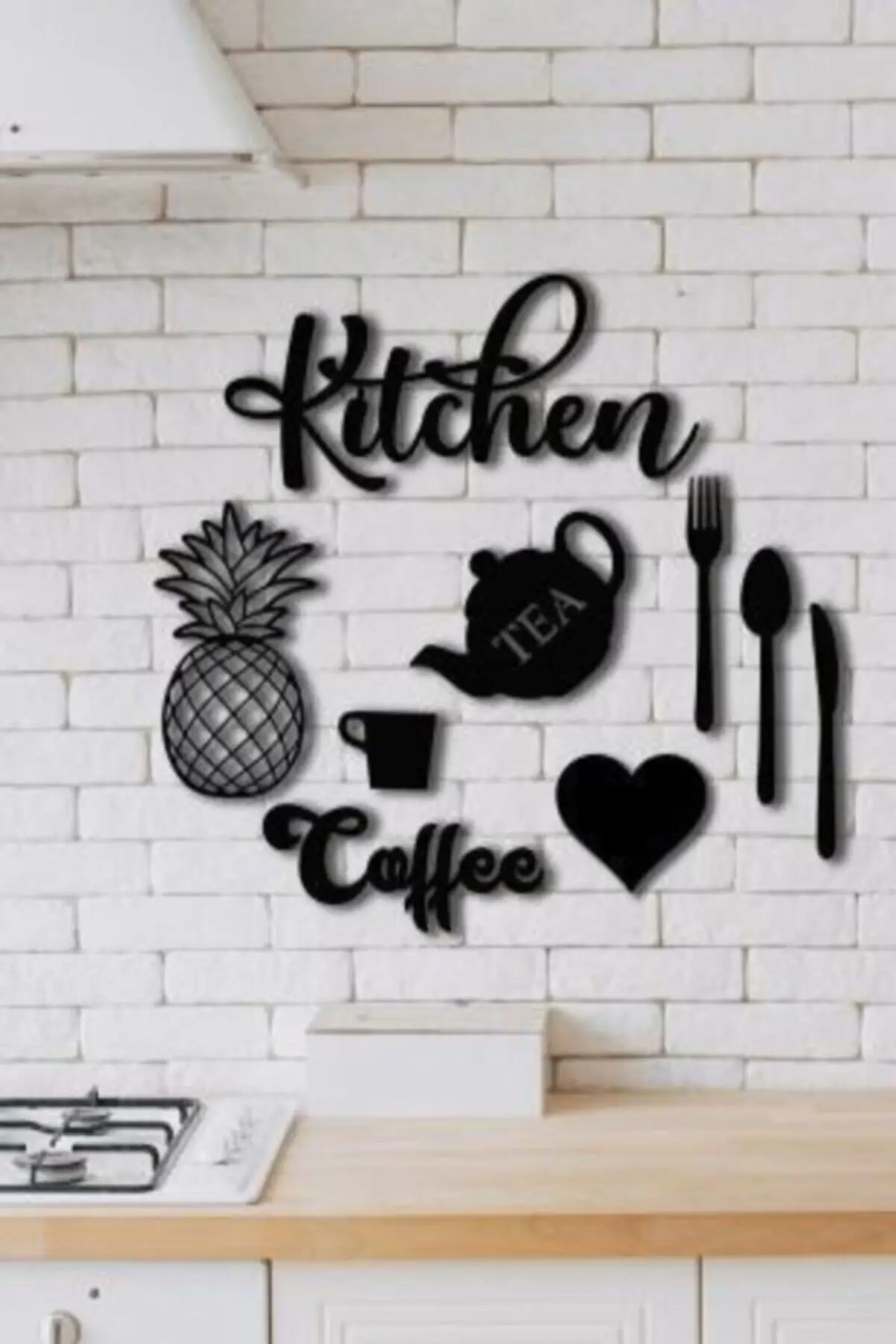 Kitchen 9 Pieces Kitchen Laser Cut Wooden Wall Decoration Product Home-Kitchen Accessory Stylish Design High Quality New Model